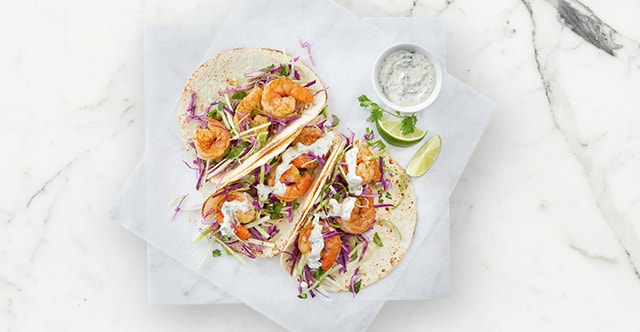 Quick Shrimp Tacos with Cilantro Sauce