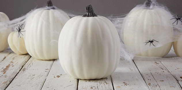 Decorate pumpkins with pompoms.