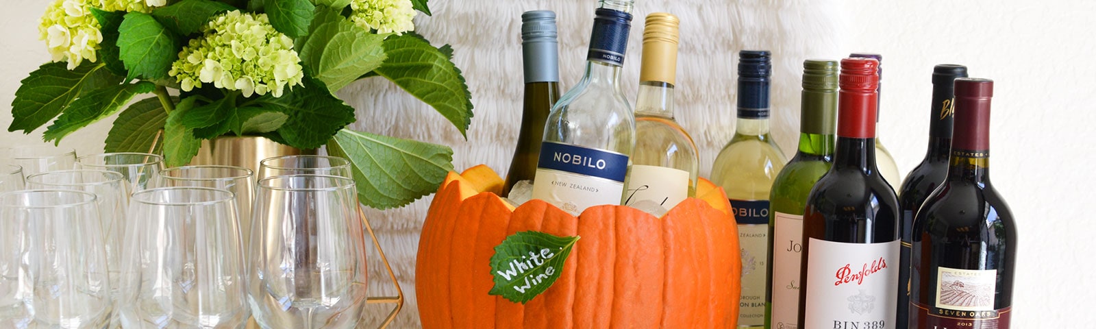 Wine bottles in a pumpkin