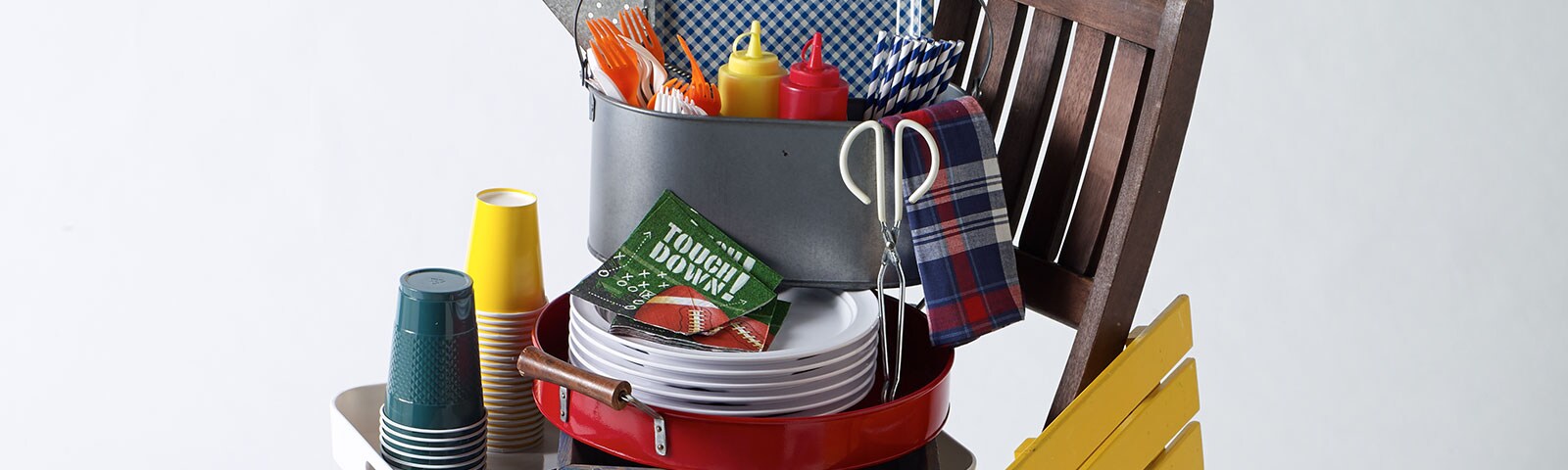 Tailgating essentials in a bucket Tailgating essentials in a bucket