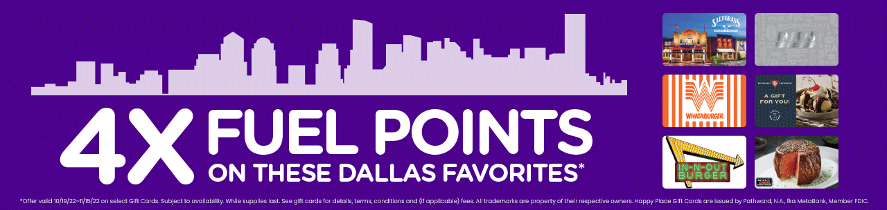 Download coupon for 4X Fuel Points on Gift Cards!