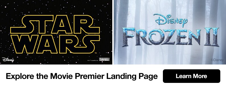 Explore the Movie Premier Landing Page both Star Wars and Frozen